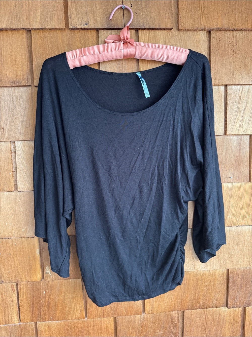 Azules Black Scoop Neck Dolman Long Sleeve Top